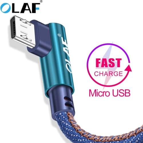 OLAF 90 Degree Micro USB Cable 5V 2.4A Fast Charging Data Cord Microusb Cable For Samsung Xiaomi Android Mobile Phone Cables