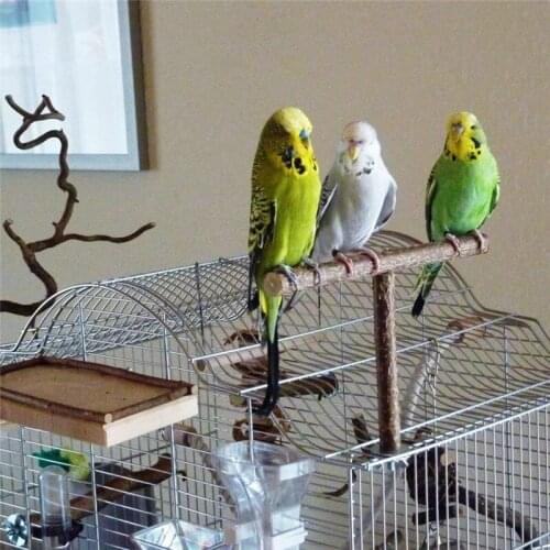Pet Parakeet Budgie Hanging Play Toys Bird Cage Wood Branch Stand Perches Parrot Wooden Resk Holder Perches Platform