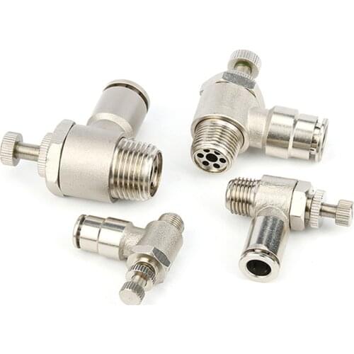 SL Series Pneumatic Components Air Pipe Pneumatic Joint Throttle Speed Regulator Full Copper Nickel Plated Quick Plug Coupling