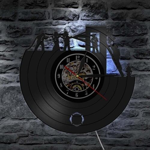 Firefighting Wall Clock Firemen Vintage Vinyl Record Wall Clock Fire Truck Time Clock Fire Dept. Wall Decor Firefighter Gift