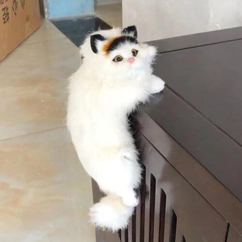 Realistic Fur Cat Simulation Plush Cat Doll Animal Model Decoration Home Tv Decoration Hanging Cat Childrens Gift Soft Toys