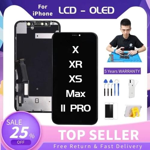 AAA+++ For iPhone X XR XS Max 11 Pro OLED LCD Screen Touch Digitizer Assembly Replacement Incell Black LCD Display No Dead Pixel