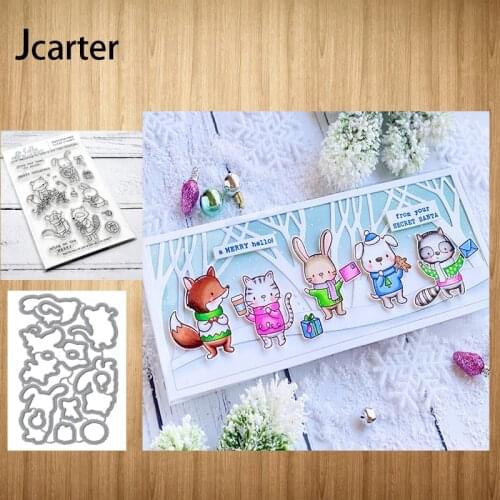 Rabbit Fox Cat Gift Cutting Dies and Stamps Letters Scrapbooking Seal Stencil Album Paper Make Template Decoration Model Craft
