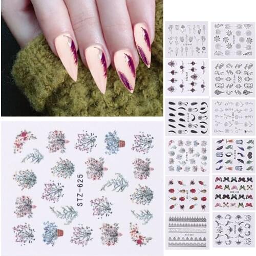 40Pcs Random Style Nail Sticker Art Accessories Ongles Design Petal Ink Pendant Butterfly Cat Jewelry Nail Decoration