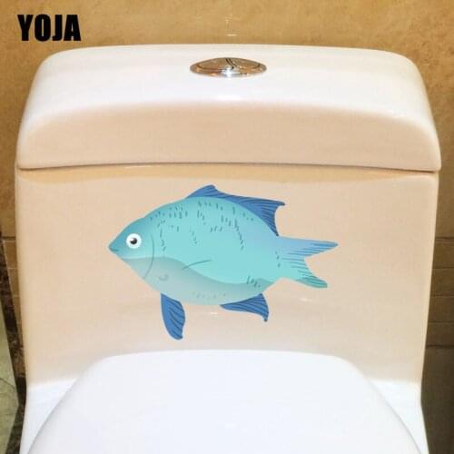 YOJA 24.8X17.1CM Creative Funny Home Decor Toilet Decal Wall Sticker Aquatic Fish T3-1061