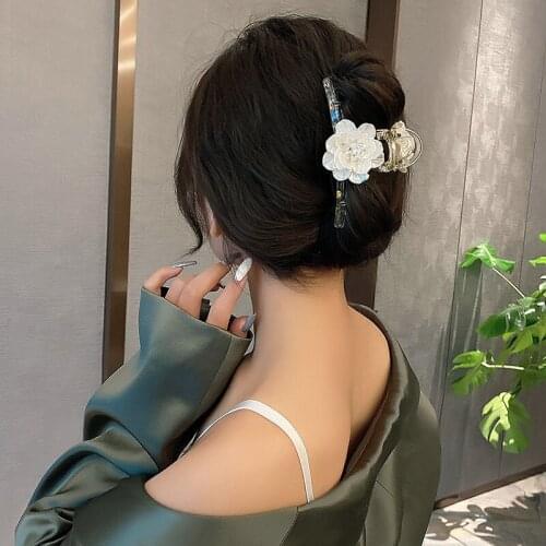 Gentle Super Fairy Large Clip Female Back Head Temperament Fresh Hairpin Flower Clip Temperament Shark Clip Hair Accessories