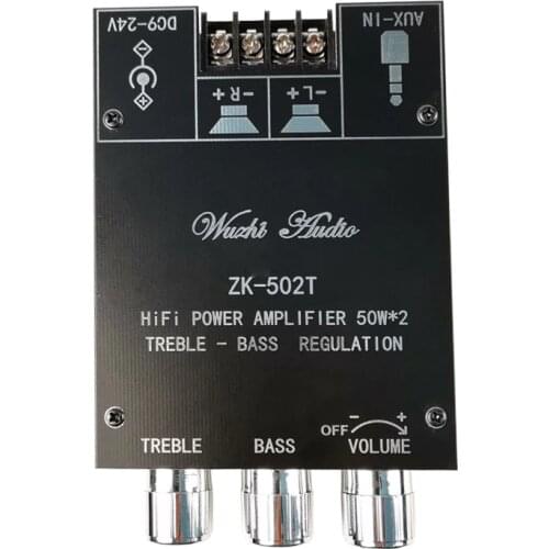 ZK-502T TPA3116D2 Bluetooth 5.0 Subwoofer Amplifier Board 2.0 Channel High Power Audio Stereo Amplifier Board 50W*2 Bass