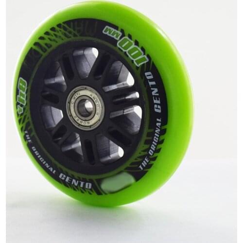 [100mm] 2 pieces 84A Inline Speed Skates Wheel with ABEC-9 608zz Skating Bearing Durable PU for Indoor Track Race 100 3/4 Wheels