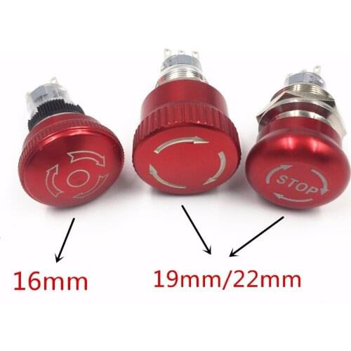 16mm 19mm 22mm 2NO 2NC Waterproof Metal Latching Emergency STOP Mushroom Push Button Switch Button Switch Knob Rotary Switch