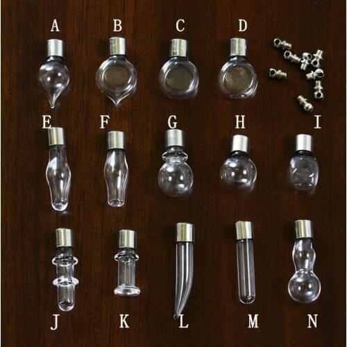 3Pcs 6MM Glue cap glass Vial Pendant locket charms mini wishing glass bottles with Tassel cap name on rice art jewelry making