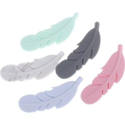 30PCS Sillicone Feather Teethers Bead Silicone Baby Pendant Necklace For Teething Dentition Bpa Free Silicone Beads Nurse Gifts