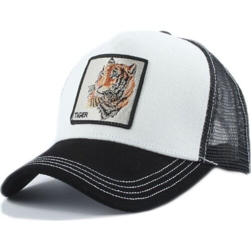 Tiger Animal Embroidery Baseball Caps Men Women Snapback Hip Hop Hat Summer Breathable Mesh Sun Gorras Unisex Streetwear Bone