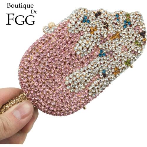 Boutique De FGG Novelty Ice-Cream Handbags Women Mini Popsicle Strawberry Flavor Evening Bags and Clutches Wedding Party Purses