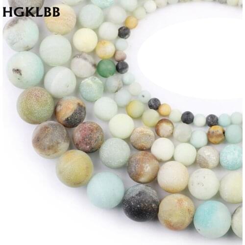 HGKLBB Matte Natural stone Amazonite spacer Loose beads For Jewelry making 4/6/8/10/12MM charm bracelet necklace accessories DIY