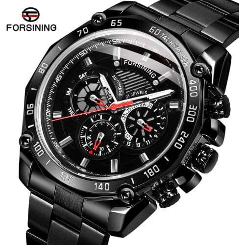 Forsining True Man Stainless Steel Military Sport Mens Automatic Wrist Watches Top Brand Luxury Mechanical Male Clock Relogio
