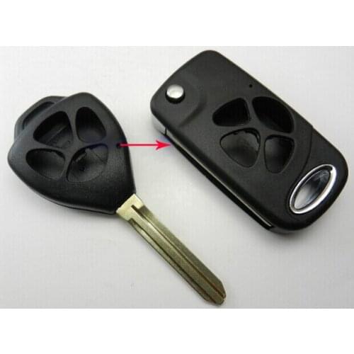 Brand New 4 Buttons Car Key Case For Toyota Camry Alphard Modified Flip Folding key shell 3+1 Buttons