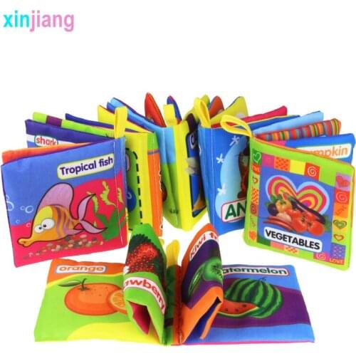 6PCS Baby Cloth Books Baby Reading Animal Quiet Books Newborn Stroller Crib Toy Infant Early Educational Quiet Books For Kids