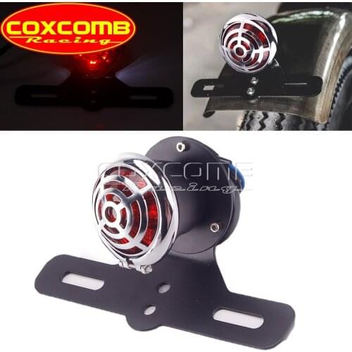 For Harley Chopper Bobber Softail Dyna BMW Cafe Racer Motorcycle Brake Stop Lamp Grille License Number Plate Bracket Tail Light