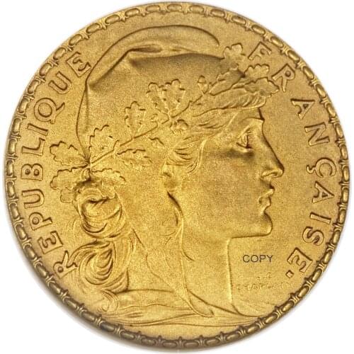 France Third Republic 1900 20 Francs Gold Marianne Rooster Brass Metal Copy Coin Liberte Replica Production