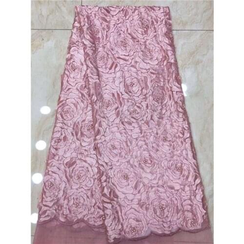 Hot Sale Onion Color African Lace Fabric For Wedding Nigeria Mesh Fabric Embroidered High Quality With Beads 5yards/lot purple