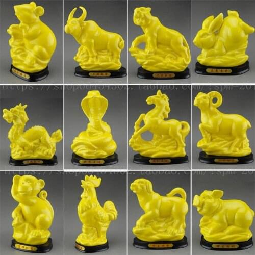 Ceramic gold Yellow zodiac decorations The ostentatious town house Horses sheep monkey Golden sculpture decoration statue Home