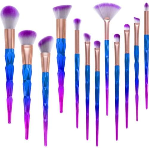 Unicorn Makeup Brushes 12pcs Thread Rainbow Professional Make Up Brush Set Blending Powder Foundation Eyebrow Eye Contour Brush