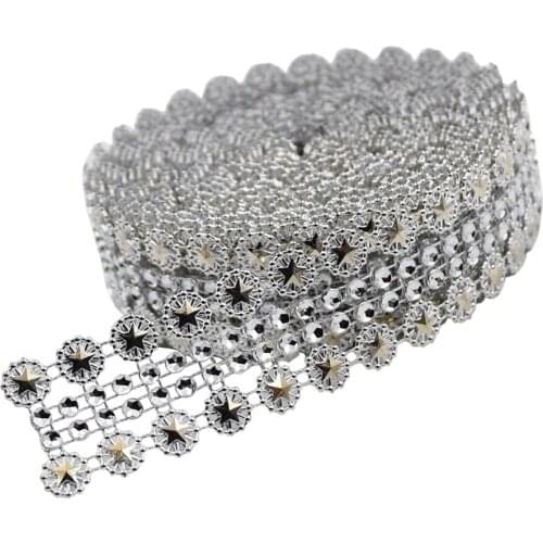 5 Yards Rhinestone Ribbon Sparkling Mesh for DIY Decorations Arts Crafts, Home Party, Wedding Supplies, 27mm in Width