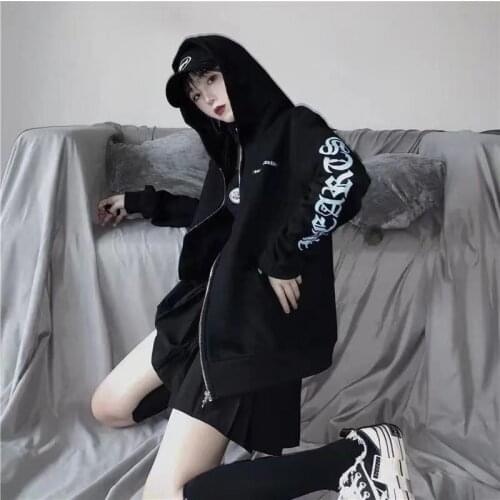 Oversized summer clothes sweatshirt ladies Korean streetwear tops 2021 printed hooded tops hip-hop street lovers loose jackets