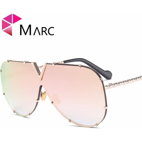 MARC UV400 WOMEN Shield sunglasses Blue Brown Metal Gradient Mirror sol MEN Gafas Alloy oculos eyewear