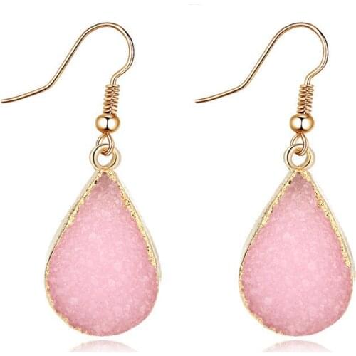 Fancy Simple Korean Druzy Resin Earrings Water Drop Earrings For Women Jewelry Pendant Gifts For Women Girl Accessories Brinco