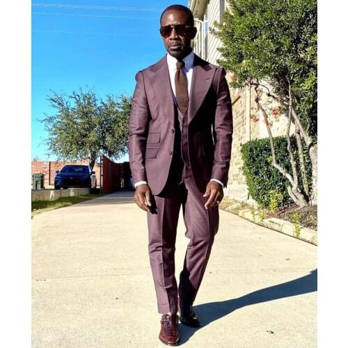 Latest Design Fashion Wide Peak Lapel Two Buttons Men Suits 3 Pieces Costum Homme Groom Wedding Terno Masculino Slim Fit Blazer