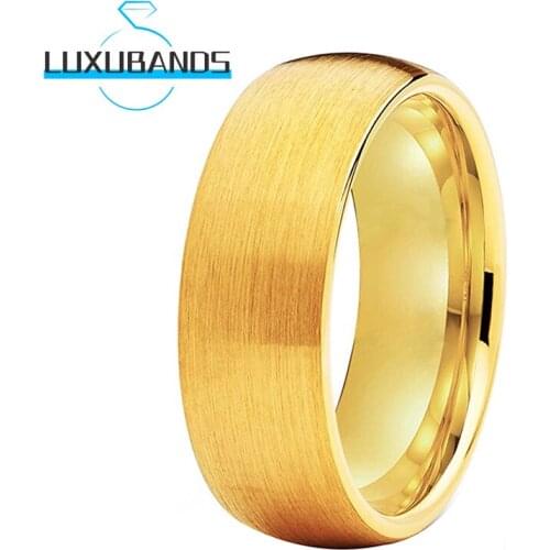 Men Wemens 8MM Gold Tungsten Wedding Rings Engagement Domed Bands Brushed Finished Comfort Fit