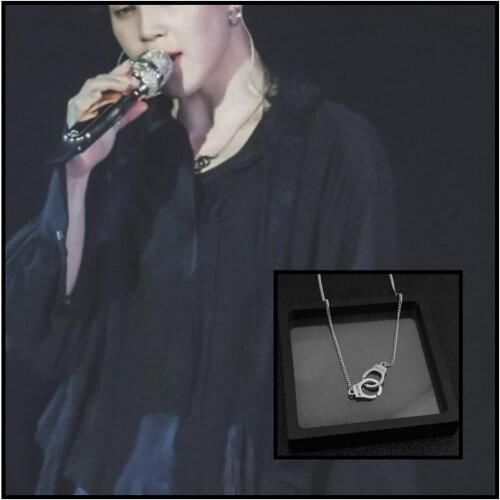 KPOP Necklace Bangtan Boys Jimin Handcuffs Pendant Chain Choker Necklace Men Women stainless steel Jewelry Collier