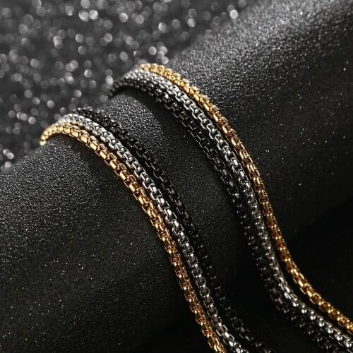 3pcs/lot gold/black /silver tone 3mm Womens Mens Stainless Steel Rolo Cable Wheat Chain Link Necklace