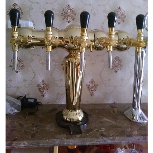 Pub beer tap tower unit,5 lines LED beer faucet tower, beer dispenser set