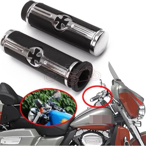 25mm 1" Black Motorcycle Cross Logo Handlebar Rubber Gel Hand Grips For Harley Softail Dyna Sportster Custom Low Rider