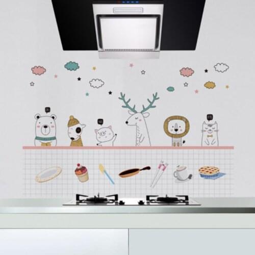 Kitchen Self Adhesive Wallpapers Kitchen Stove Cabinet Sticker Oil Proof Waterproof Cartoon Wall Sticker Home Decor High Quality