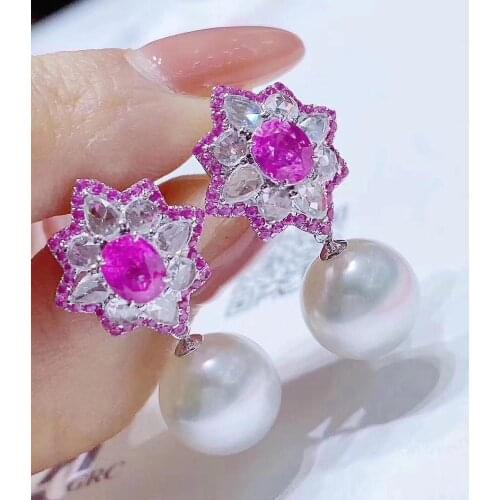 D404 Pearl Earrings Fine Jewelry 925 Sterling Silver Natural 8-9mm Fresh Water White Pearls Drop Dangle Earrings for Women