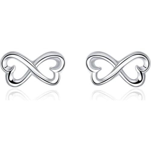 BABYLLNT 925 Silver Double Heart Stud Earring For Women Fashion Charm Wedding Engagement Party Jewelry Gift