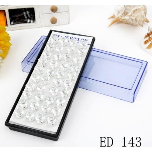 40ps/combo Free shipping jewelry earring White crystal round female silver earrings Contracted female silver earrings