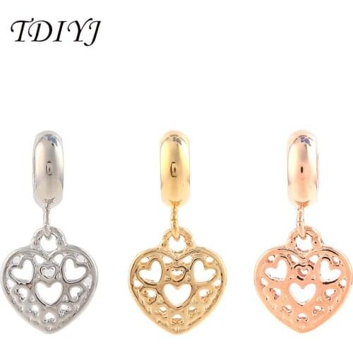 TDIYJ Gorgeous Hollow Heart Shaped DIY Charms for Sheepskin Bracelets Jewelry for Women 10pcs/lot