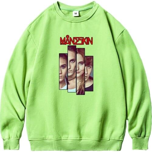Maneskin Hoodie Women Oversized Loose Casual O-Neck Green Premium Sweatshirt Hoodies Female Harajuku Fleece Pullovers Hoody