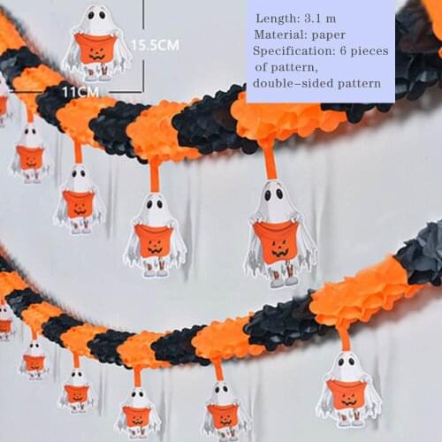 2Pcs Halloween decorations Christmas Scene layout props Ghost House Bar Ghost Spider Skeleton Pumpkin Pull flag flower Pendant