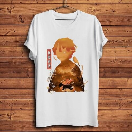 Agatsuma Zenitsu Demon Slayer funny anime tshirt Men summer new White Casual short sleeve T Shirt Unisex manga streetwear tee