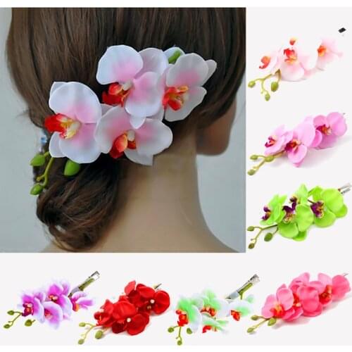 Artificial Flower High Quality Trendy 1PC 8Colors Hair Clip Korean Girls Butterfly Orchid Hot Sale Women Hair Accessories