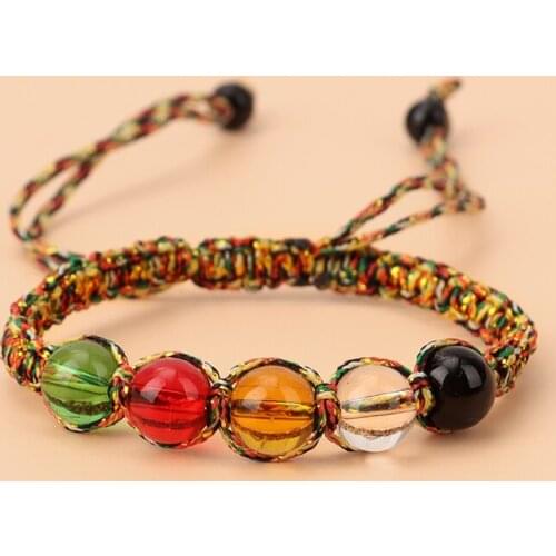 10pcs/Lot Lucky Beaded Bracelet Colorful Handmade Braided Rope Bracelets Natural Stone Bead Adjustable Bangle for Jewelry