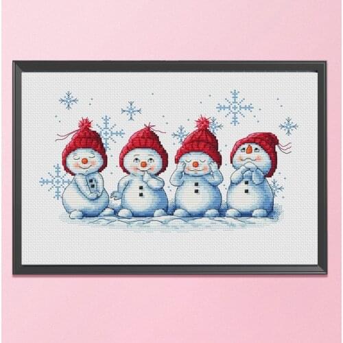 11CT Stamped DIY Snowman Cross Stitch Kits Embroidery Art Canvas Needlework Handicraft Home Decor for Festival Gift