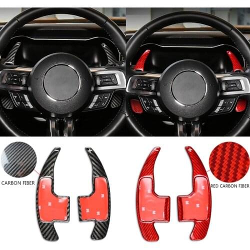 2pcs For Ford Mustang 2015 2016 2017 2018 2019 3K Carbon Fiber Car Steering Wheel Shift Paddle Car Accessory