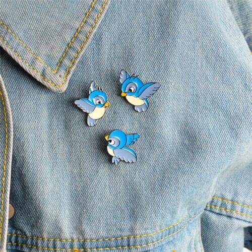 3Pcs/set Badge Metal Enamel Men Women Brooches Jewelry Flying Birds Cartoon Brooch Pin Denim Clothing Pins