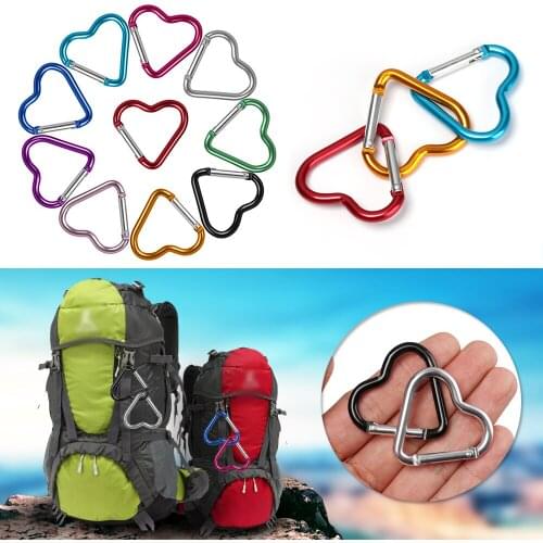 3Pcs Metal Spring Heart Shape Buckles Clips Carabiner Purses Handbags Buckles Push Trigger Snap Hooks Carabiner Bag Accessories